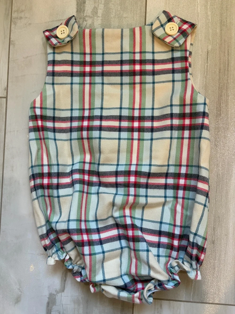 NWT TBBC Classic Plaid Brooksy Bubble Romper & Ruffle Shirt Set Girls 18-24M